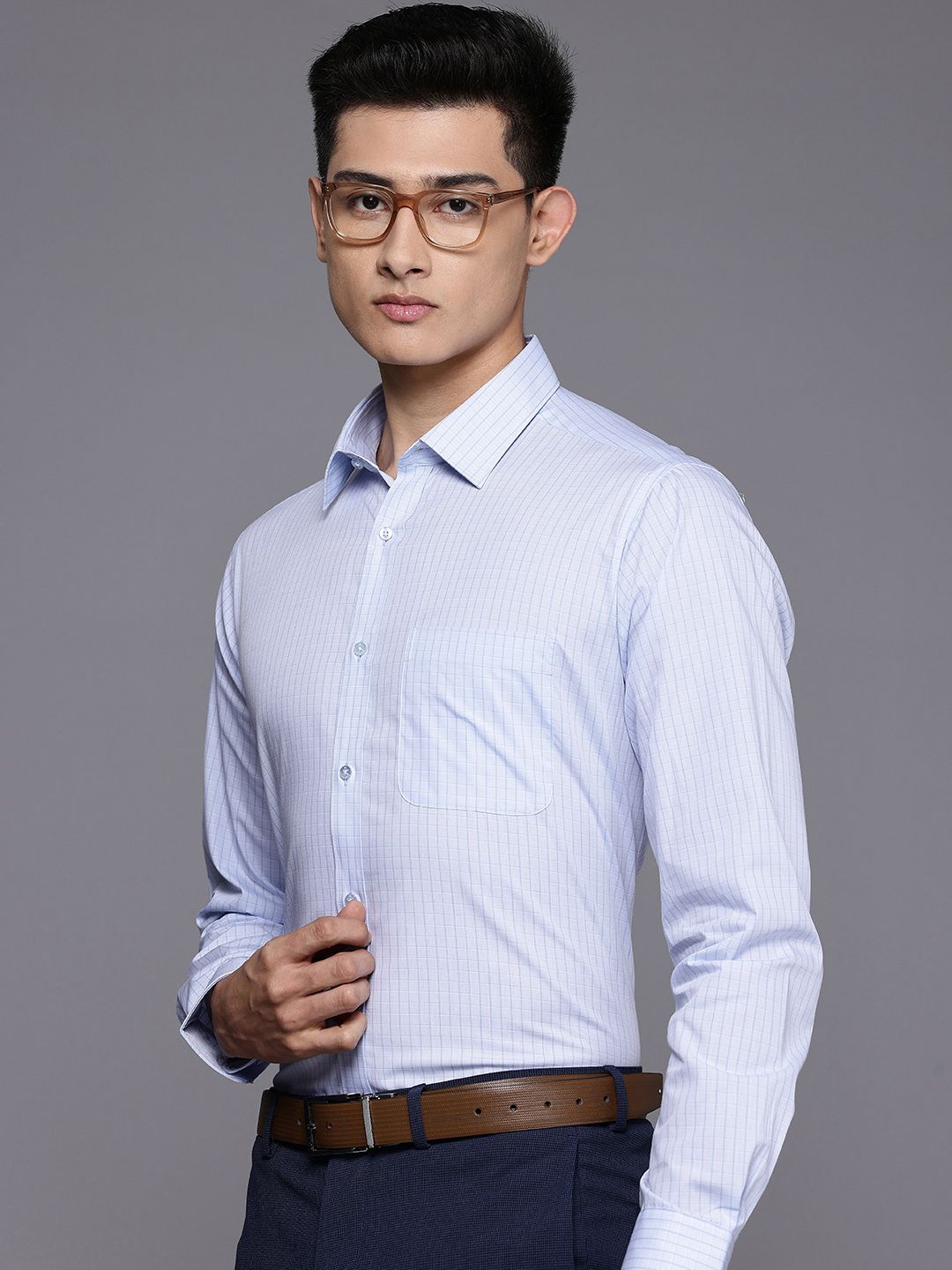 Raymond Pure Cotton Slim Fit Checked Formal Shirt