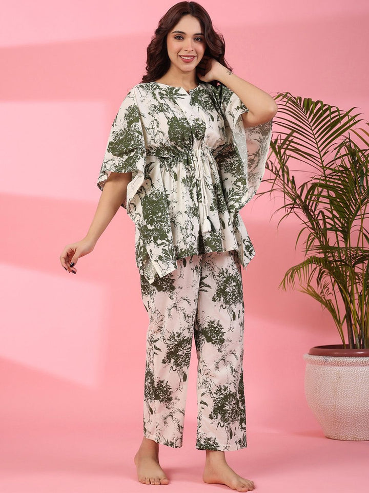 Sanskrutihomes abstrak cetak kapas tulen kaftan malam