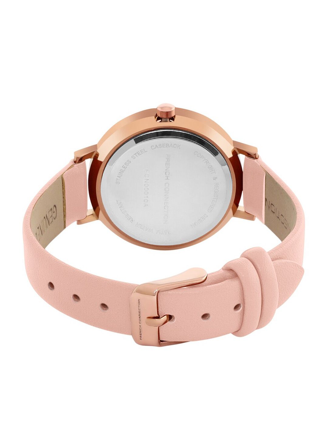 French Connection Embellished Dial & Leather Straps Analogue Watch FCN00010A