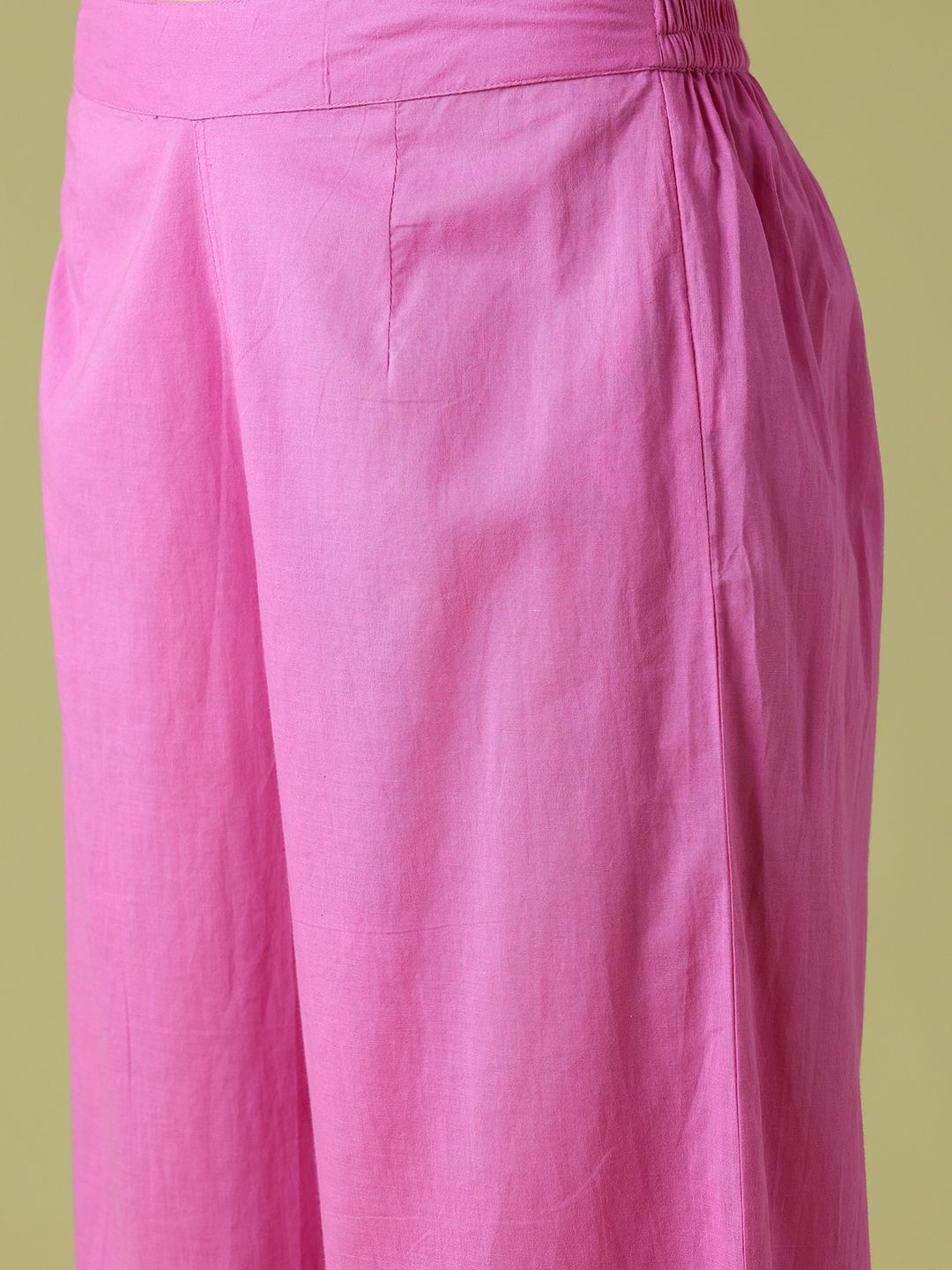 Anouk Floral Printed Lace Insert Detail Pure Cotton Straight Kurta with Trousers