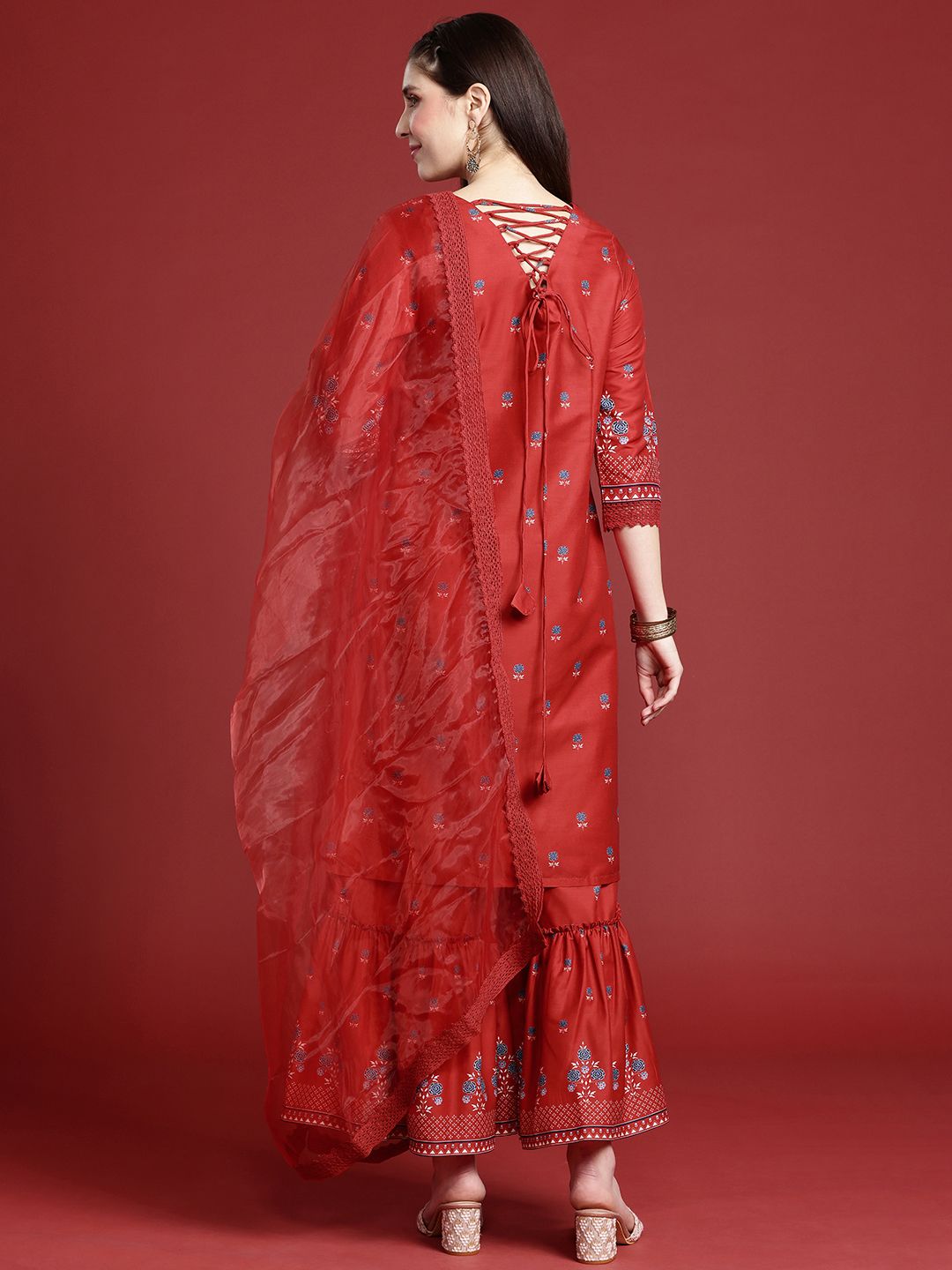 Anouk Ethnic Motifs Printed Kurta with Sharara & With Dupatta