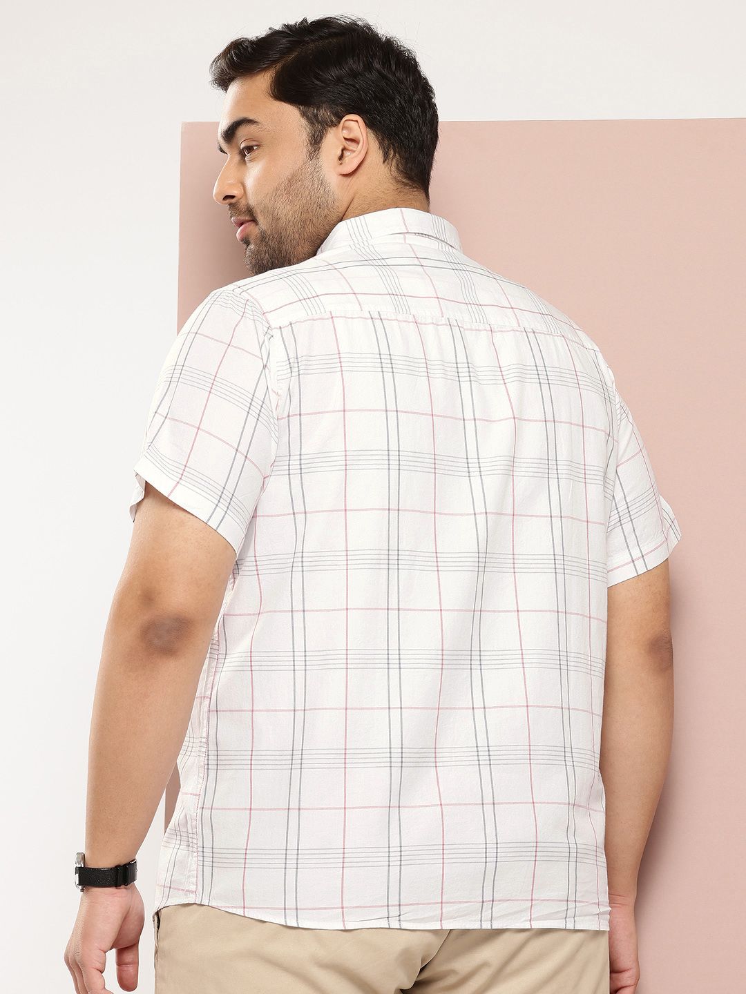 Thomas Scott Plus Size Premium Checked Pure Cotton Casual Shirt