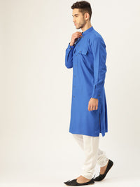 SOJANYA Lelaki Biru Solid Kurta Lurus
