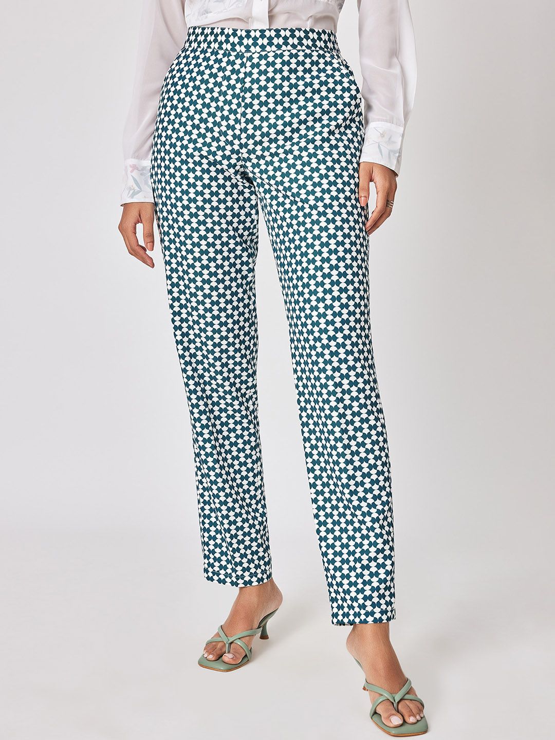 The Label Life Women Geometric Printed Relaxed Straight Leg Straight Fit Trousers