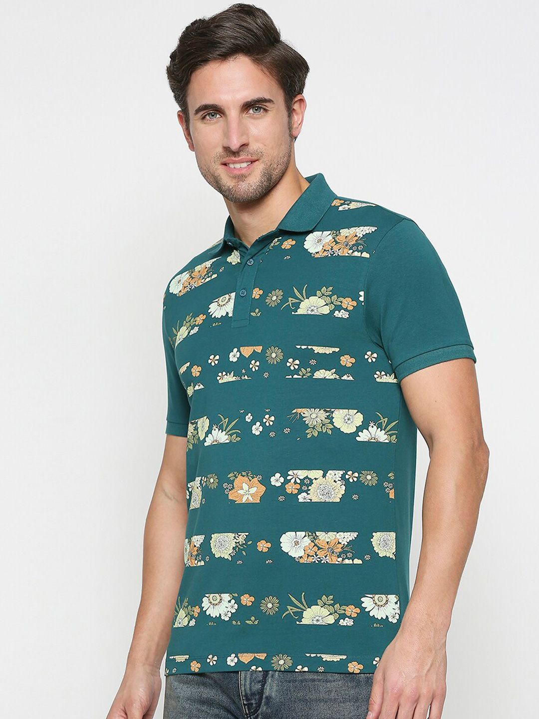 Being Human Floral Printed Polo Collar T-shirt