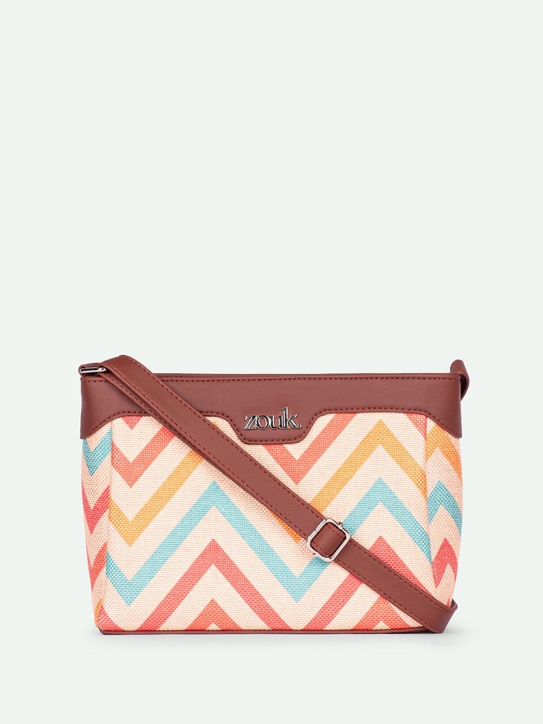 ZOUK WavBeach Harmony Chevron Printed Structured Sling Bag
