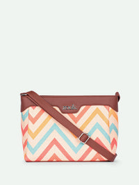 ZOUK WavBeach Harmony Chevron Printed Structured Sling Bag