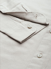 THE BEAR HOUSE Men Beige Solid Slim Fit Cotton Shirt