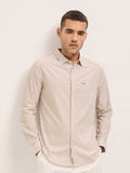 THE BEAR HOUSE Slim Fit Spread Collar Vertical Striped Pure Cotton Casual Shirt