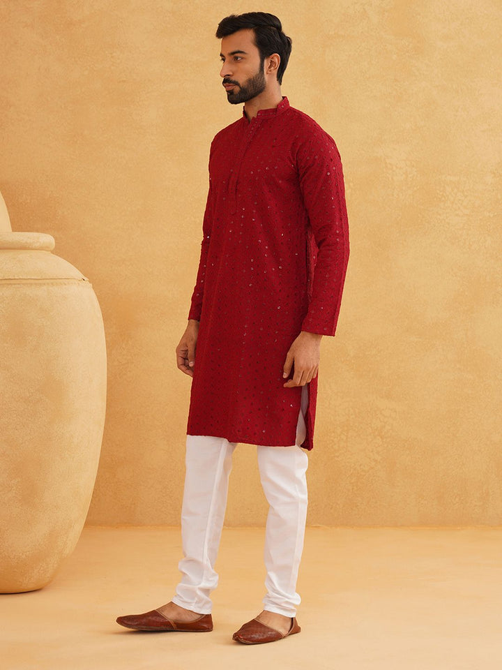 SOJANYA Embroidered Sequinned Pure Cotton Kurta with Pyjama Set