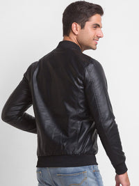 Being Human Stand Collar Biker with Patchwork Cotton Jacket