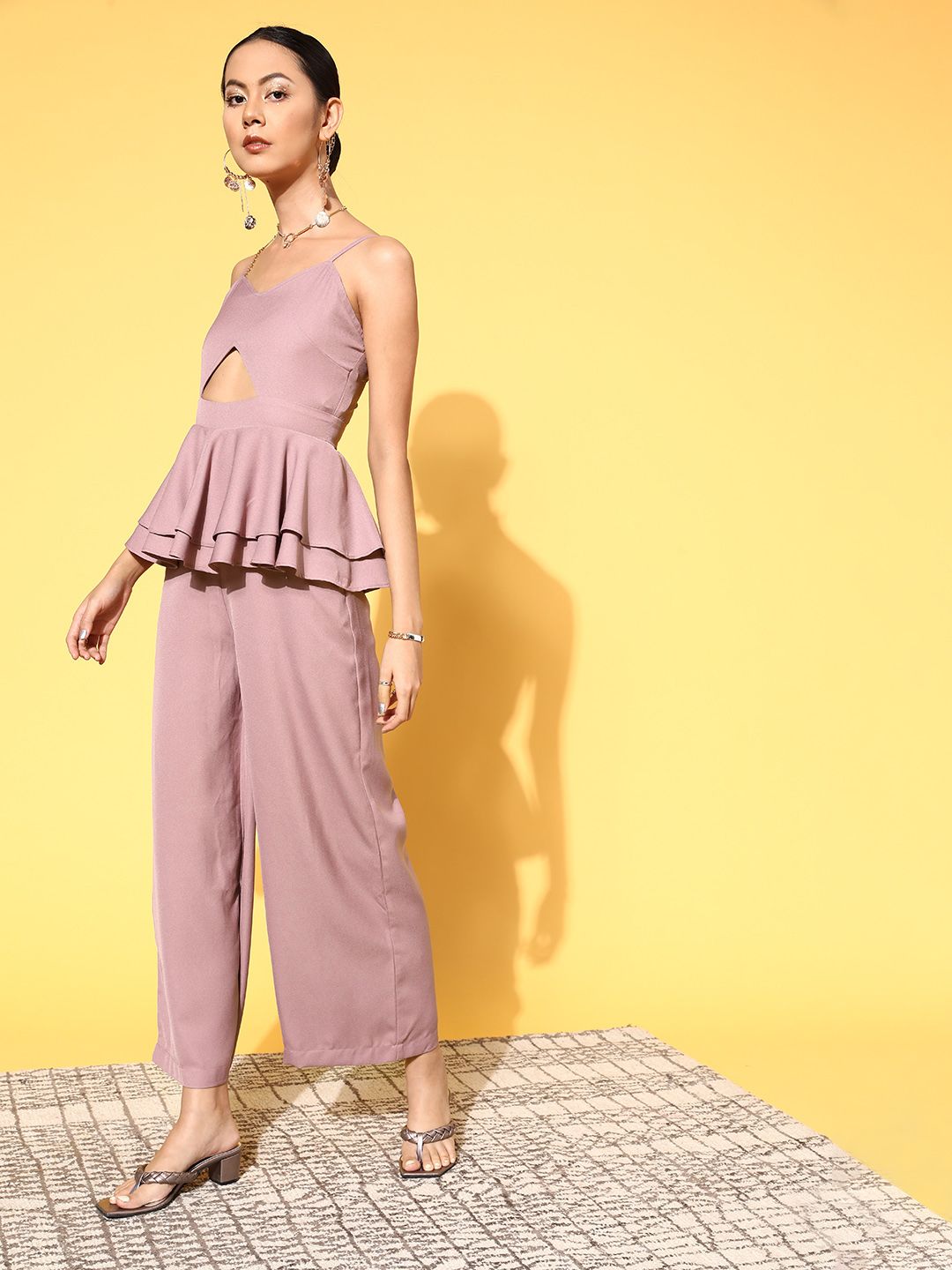 SASSAFRAS Women Elegant Lavender Solid Joyful Jumpsuit