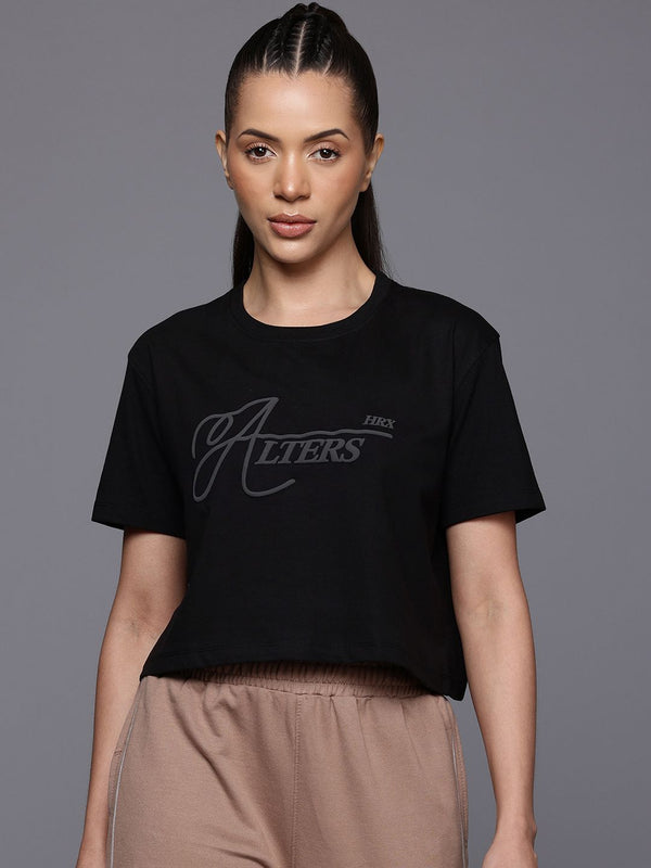 HRX by Hrithik Roshan Typography Print Crop T-shirt