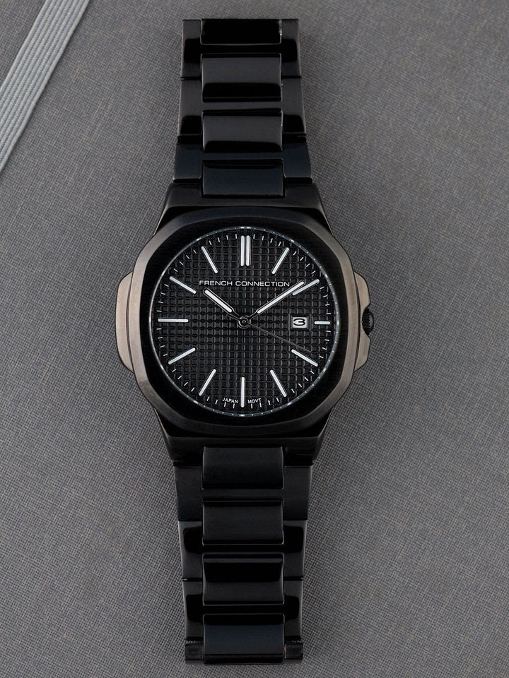 Sambungan Perancis Lelaki Dial & Gelang Keluli Tahan Karat Tali Analog Watch FCB2BM