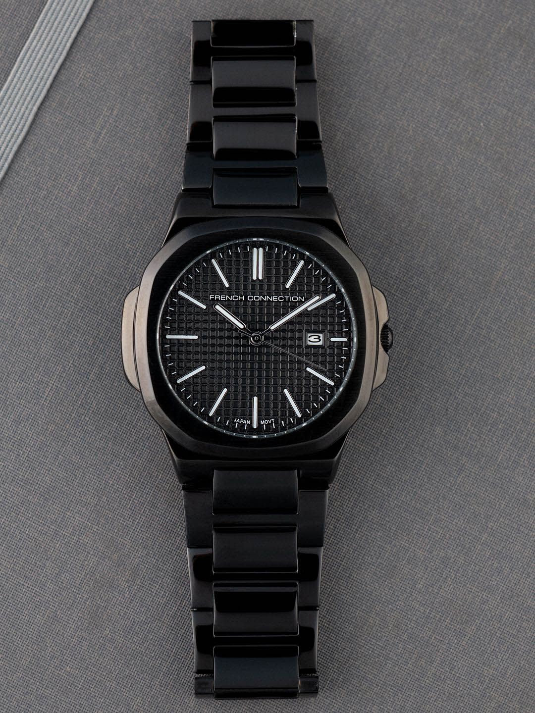 Sambungan Perancis Lelaki Dial & Gelang Keluli Tahan Karat Tali Analog Watch FCB2BM