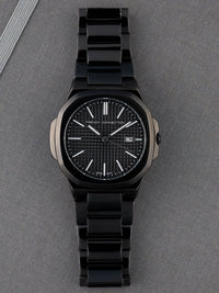 Sambungan Perancis Lelaki Dial & Gelang Keluli Tahan Karat Tali Analog Watch FCB2BM
