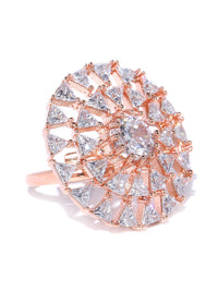 Priyaasi Rose Gold-Plated Advert Pekeliling Cincin Jari Laras Buatan Pekeliling