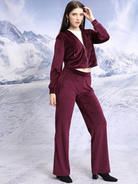 Tokyo Talkies Maroon Hooded Sweatshirt With Trousers