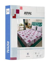 KLOTTHE Purple Floral 400 TC King Bedsheet with 2 Pillow Covers