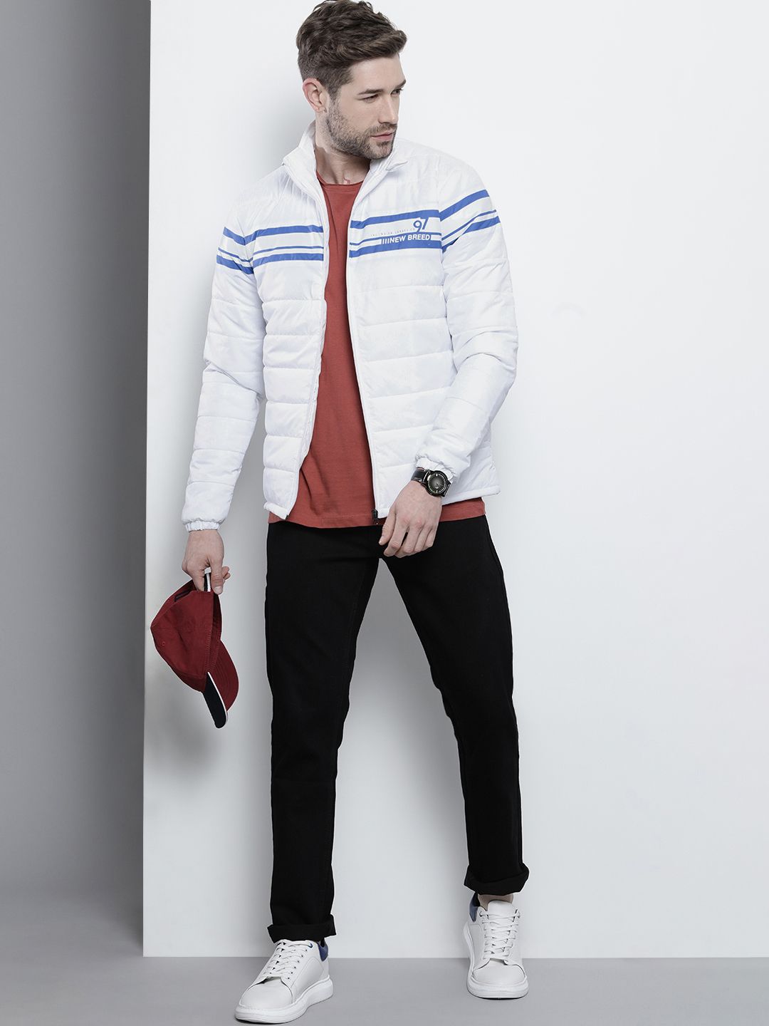 The Indian Garage Co Men Zip-Front Slim Fit Bomber Jacket
