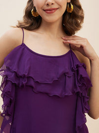 Antheaa Purple Chiffon A-Line Dress