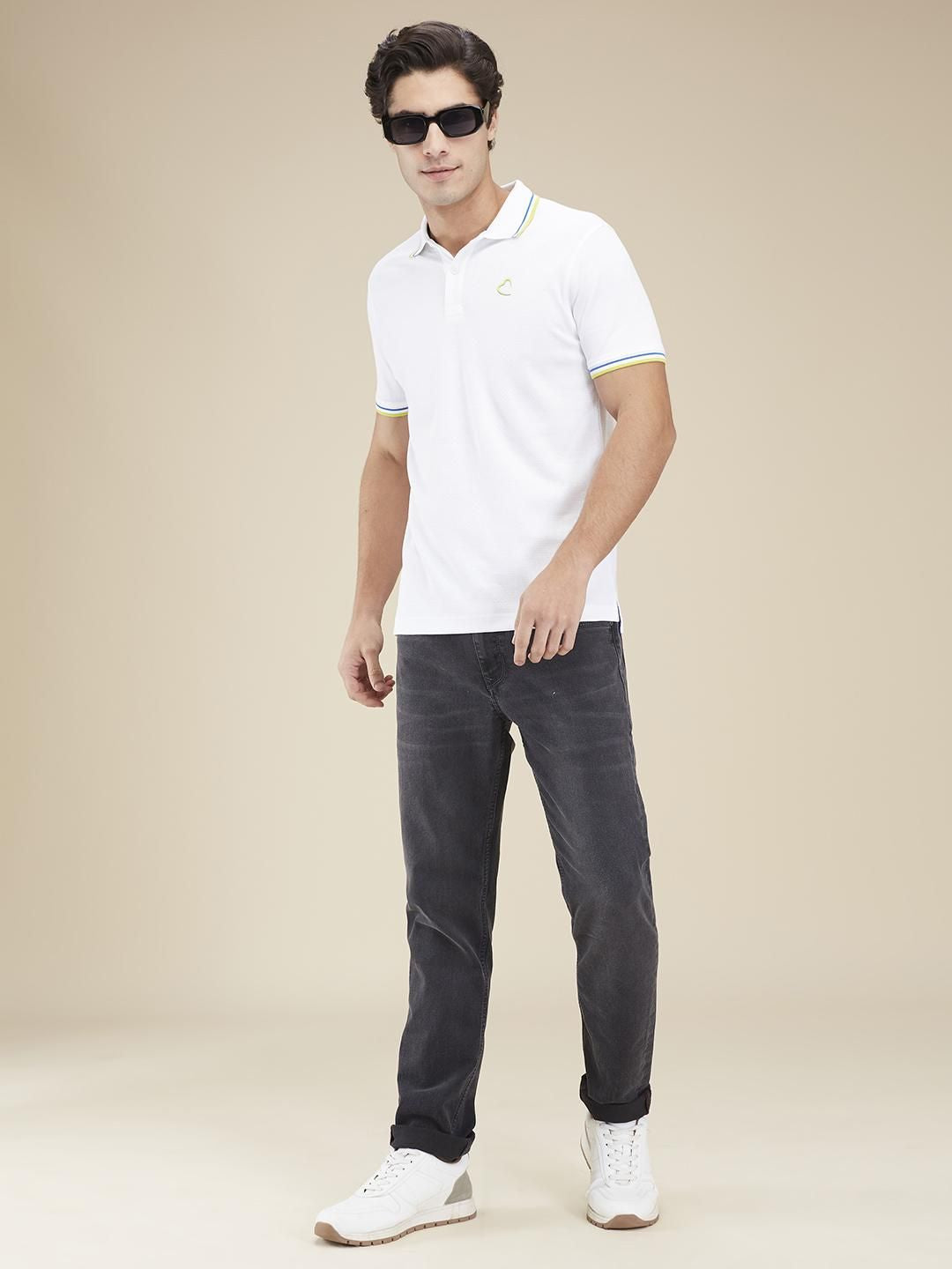 Being Human Men Solid Polo Collar Cotton Slim Fit T-shirt