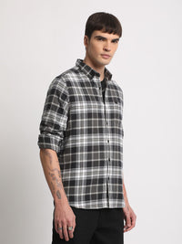 THE BEAR HOUSE Tartan Checked Slim Fit Flannel Pure Cotton Casual Shirt