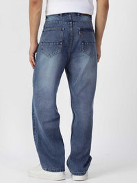 Urbano Fashion Men Pure Cotton Loose Relaxed Fit Slash Knee Heavy Fade Jeans