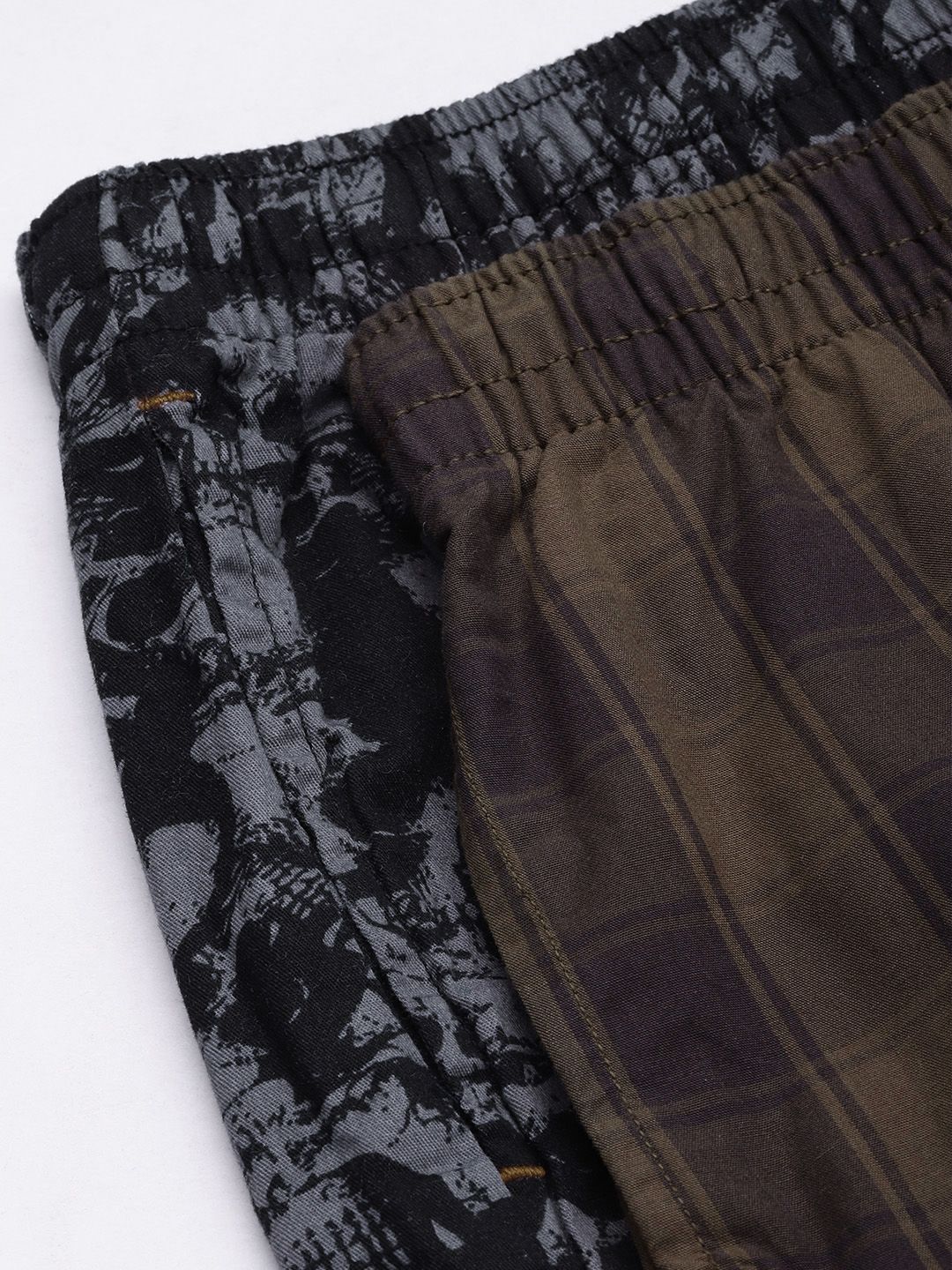 The Indian Garage Co Men Olive Green & Black Set of 2 Cotton Boxers