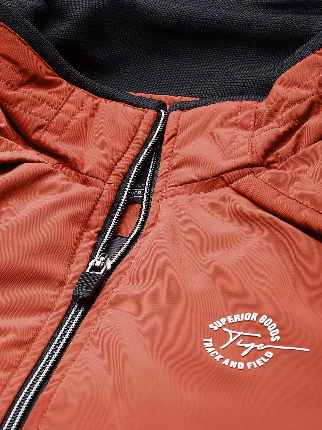 The Indian Garage Co Men Orange Solid Biker Jacket