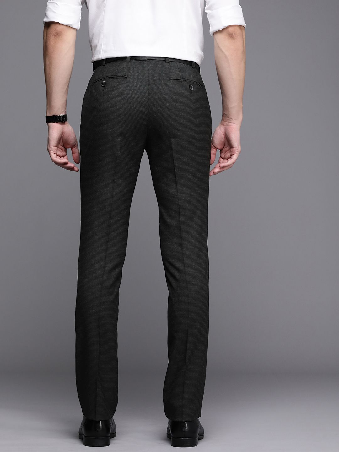 Raymond Men Checked Slim Fit Formal Trousers