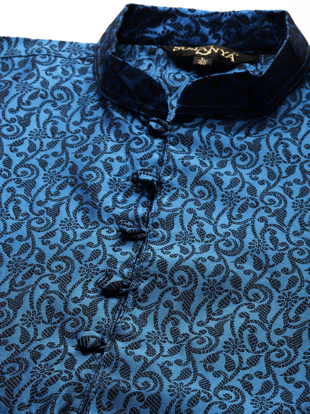 SOJANYA Kurta Tenunan Lelaki Biru & Hitam