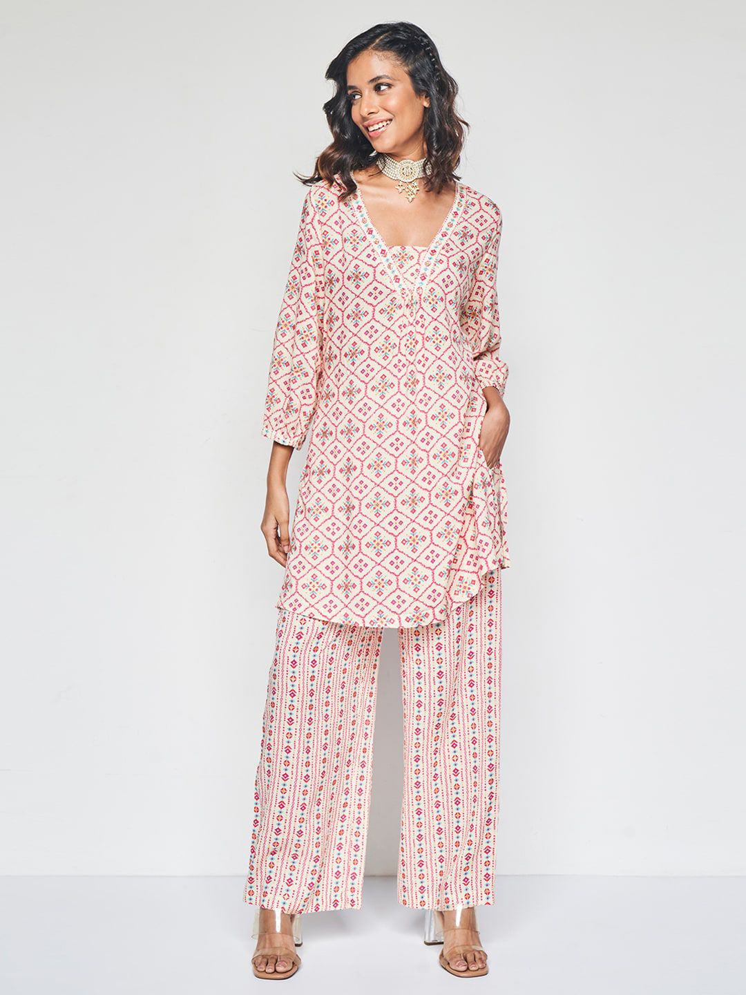 Global Desi Ethnic Printed Kurta with Palazzos