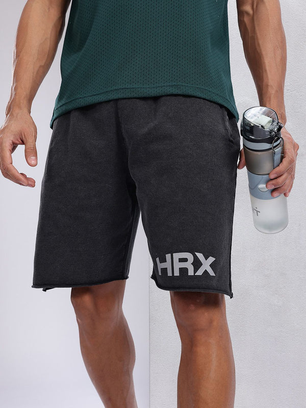 HRX by Hrithik Roshan Men Brand Logo Print Pure Cotton Washed Effect Training Shorts