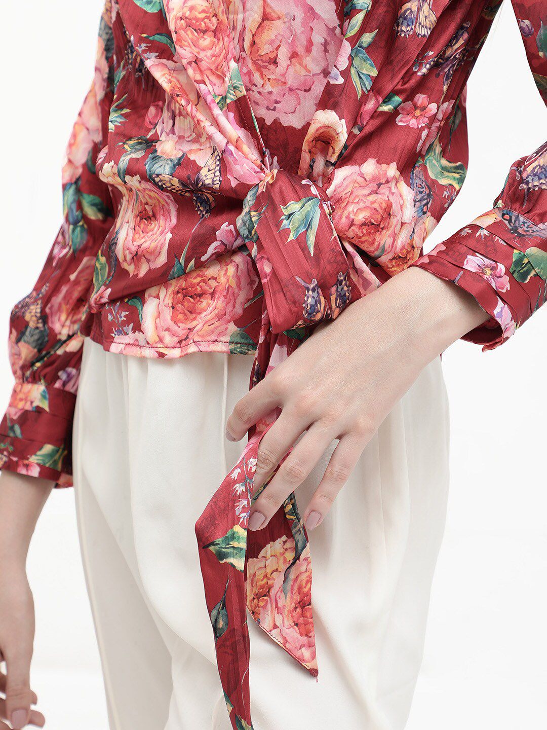 RAREISM Lonna Floral Print V-Neck Wrap Top