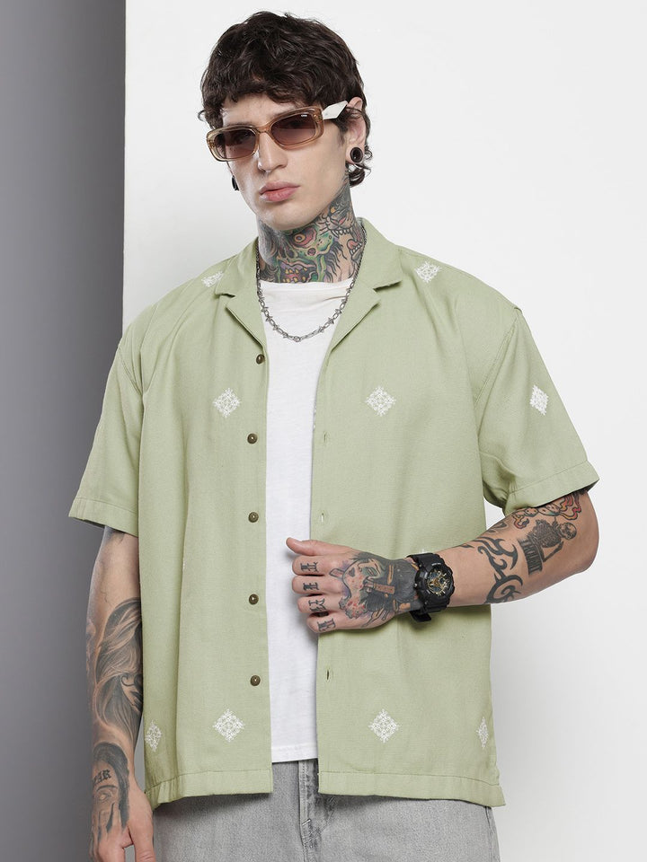 The Indian Garage Co Self Design Relaxed Fit Casual Shirt