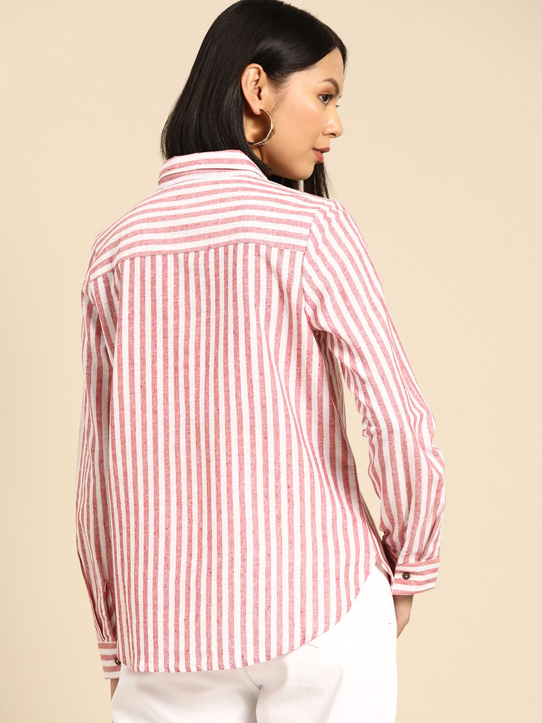 all about you Women Opaque Striped Casual Shirt