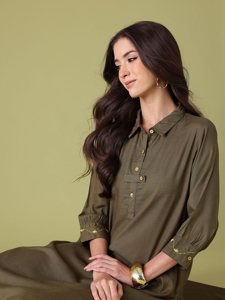 Anouk Women Shirt Collar Kurta