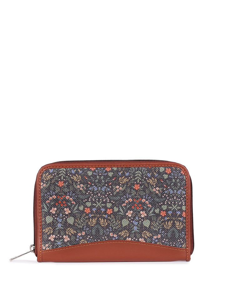 ZOUK Women Floral Printed Zip Detail Zip Around Wallet