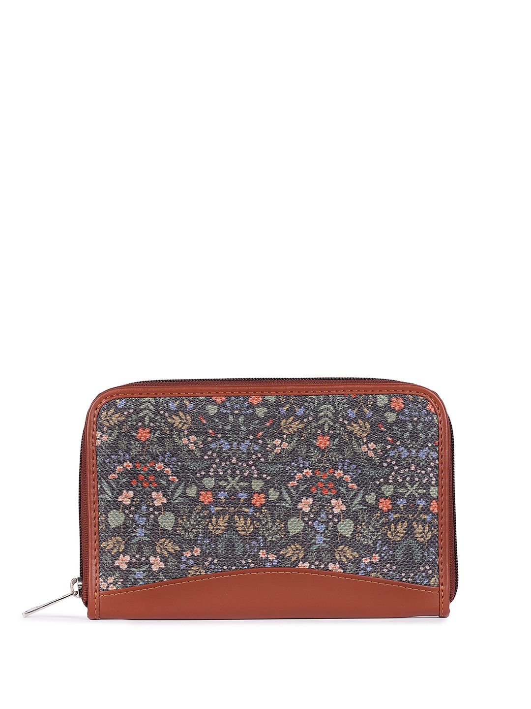 ZOUK Women Floral Printed Zip Detail Zip Around Wallet