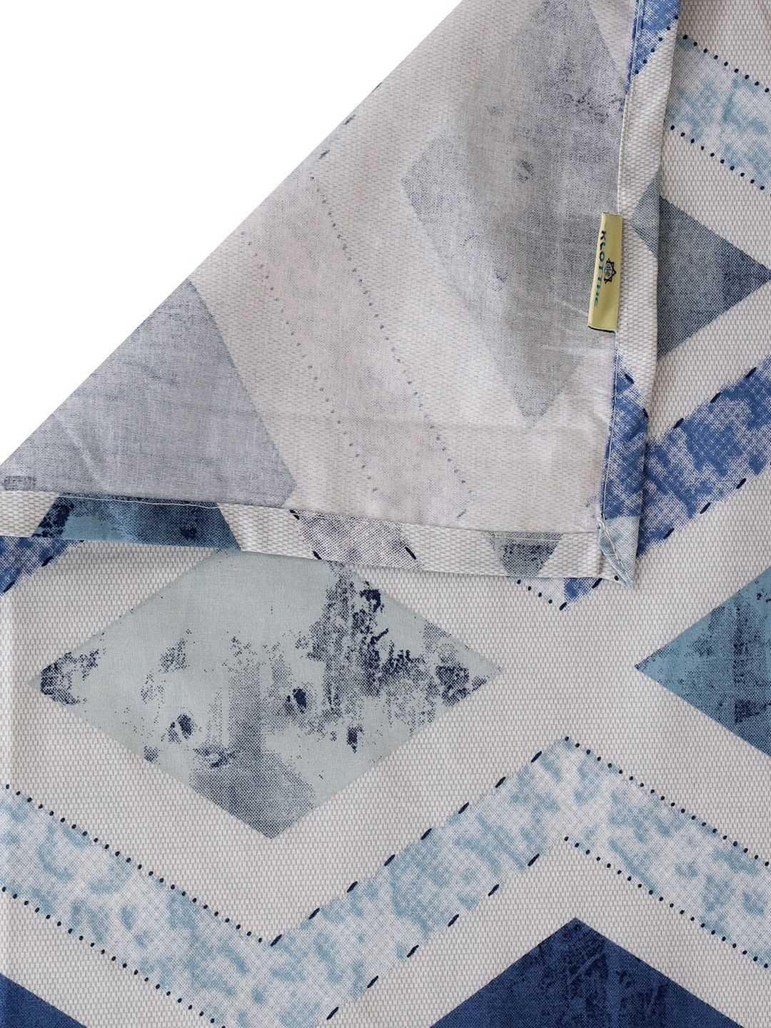 KLOTTHE Blue Geometric Pure Cotton 400 TC King Superfine Bedsheet with 2 Pillow Covers-98 x 89 inches