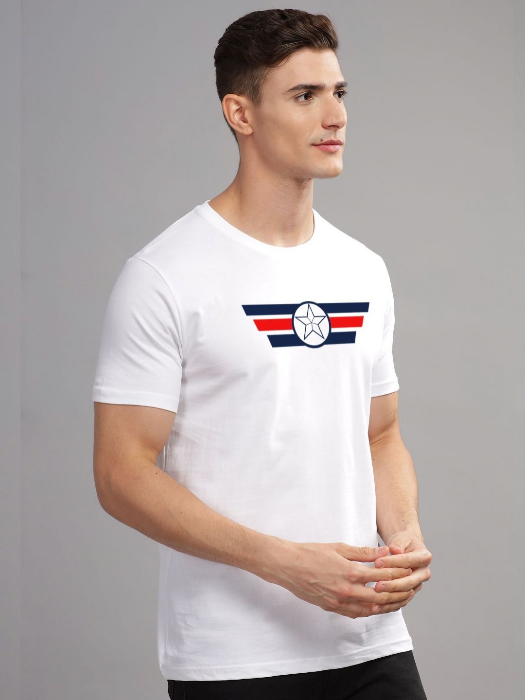 ADRO Men Printed Applique T-shirt