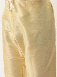 SOJANYA Men Golden Kurta with Churidar & Nehru Jacket