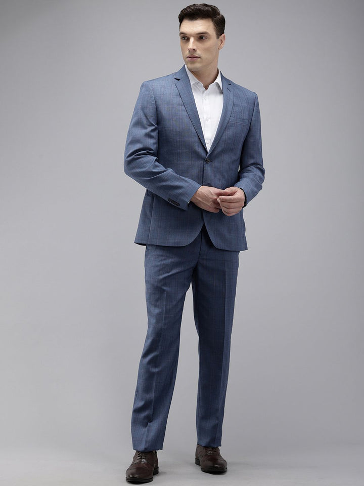 Park Avenue Checked Single-Breasted Formal Blazer With Trouser