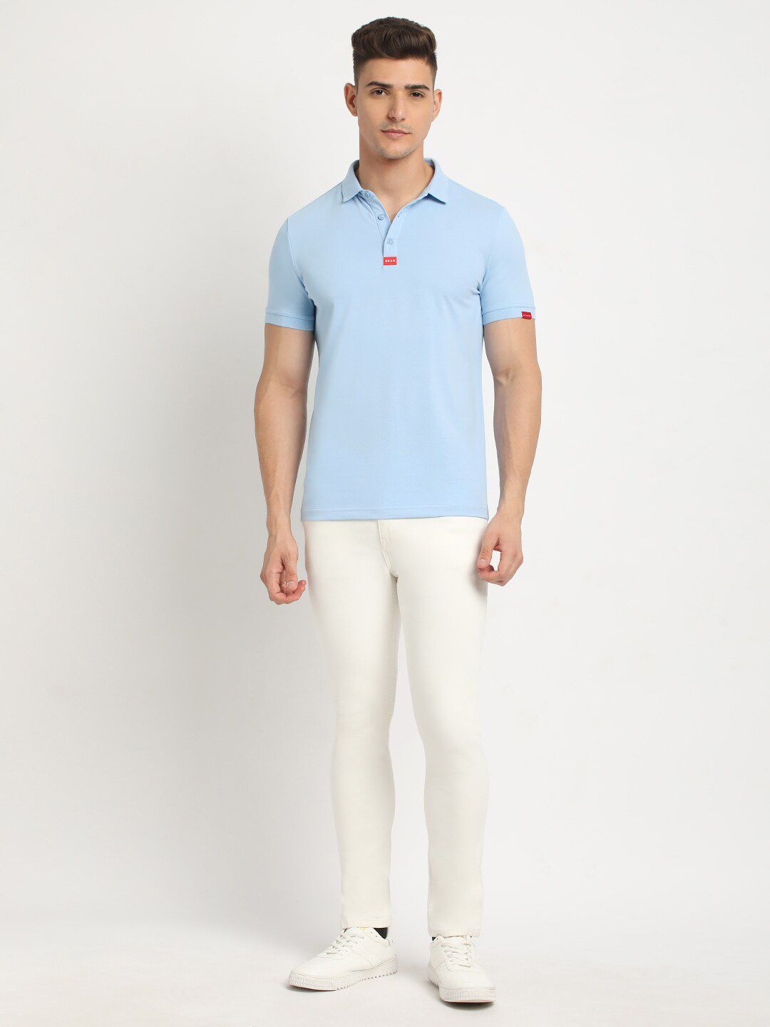 THE BEAR HOUSE Polo Collar Short Sleeves Slim Fit T-shirt