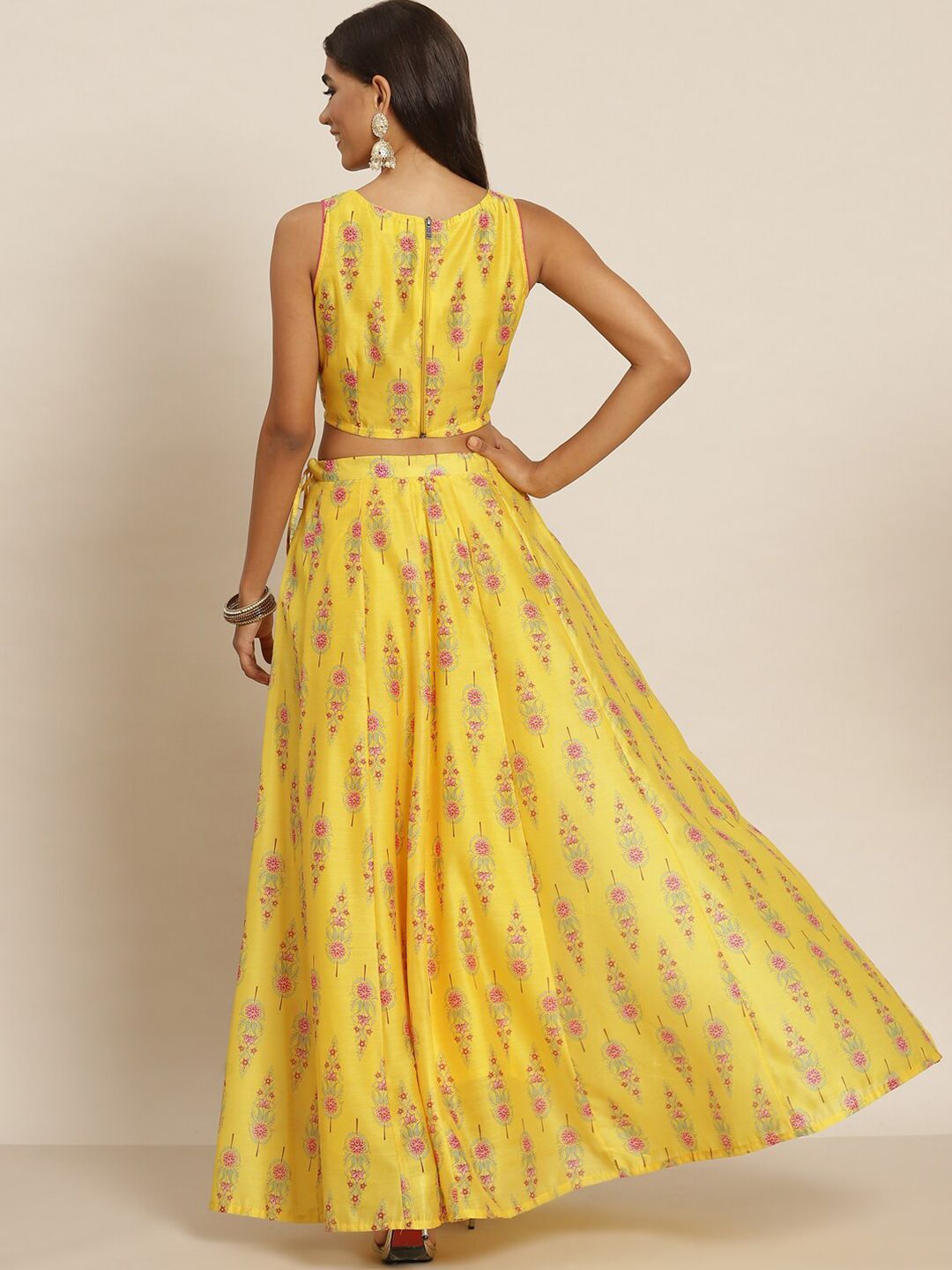 Shae by SASSAFRAS Women Chanderi Printed Lehenga & Crop Top