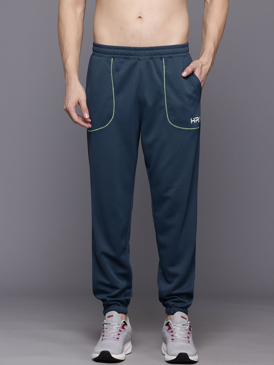 HRX by Hrithik Roshan Men Brand Logo Printed Detail Mid-Rise Rapid-Dry Training Joggers