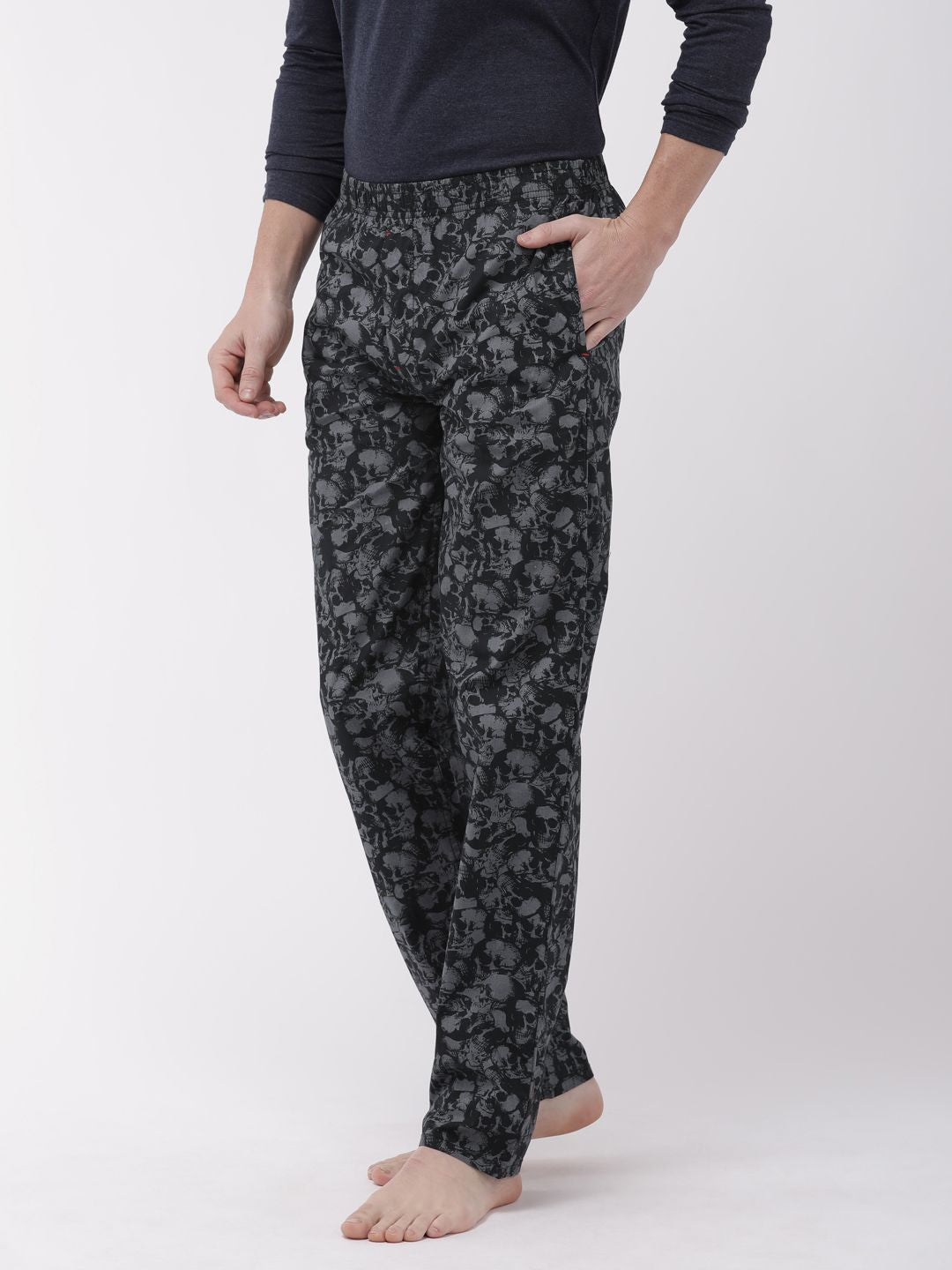 The Indian Garage Co Men Black & Grey Printed Lounge Pants