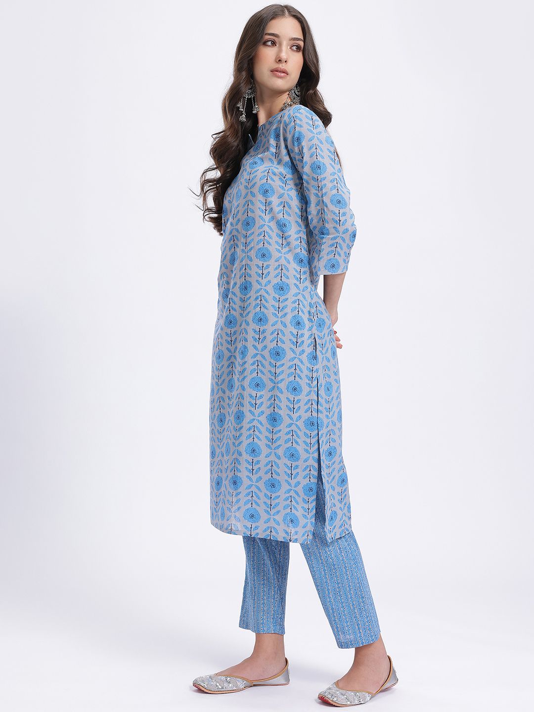 Anouk Ethnic Motifs Printed Kurta with Trousers & With Dupatta