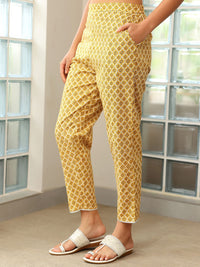 Libas Ethnic Motifs Printed A-Line Pure Cotton Kurta with Trousers & Dupatta